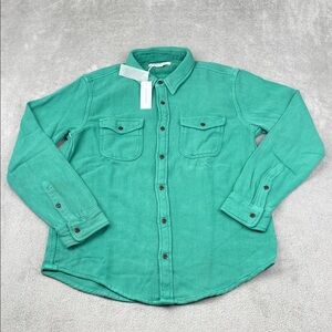 NEW Outerknown L Men's 100% Organic Cotton Blanket Shirt Green ULS